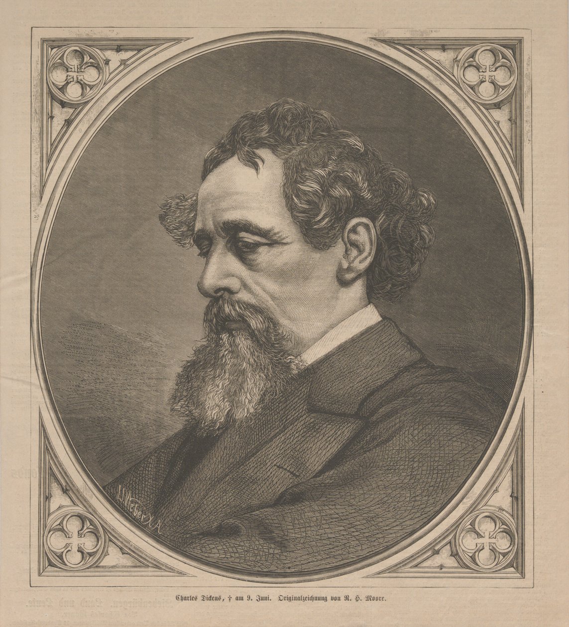 Portrét Charlese Dickense, 1870. od Johann Jacob Weber