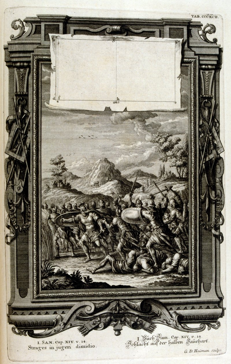 Hebrejci v bitvě; (kniha Samuelova) od Johann Jakob Scheuchzer