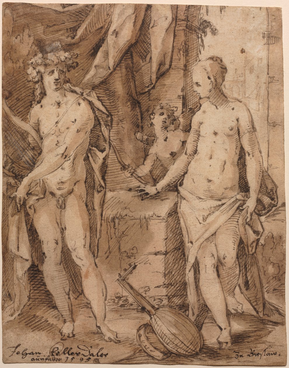 Apollo s Erato a Cupid, 1595. od Johann Kellerthaler