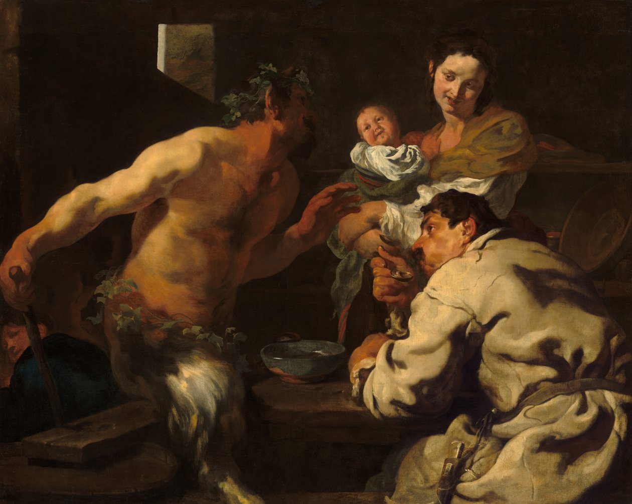 Satyr a rolník od Johann Liss
