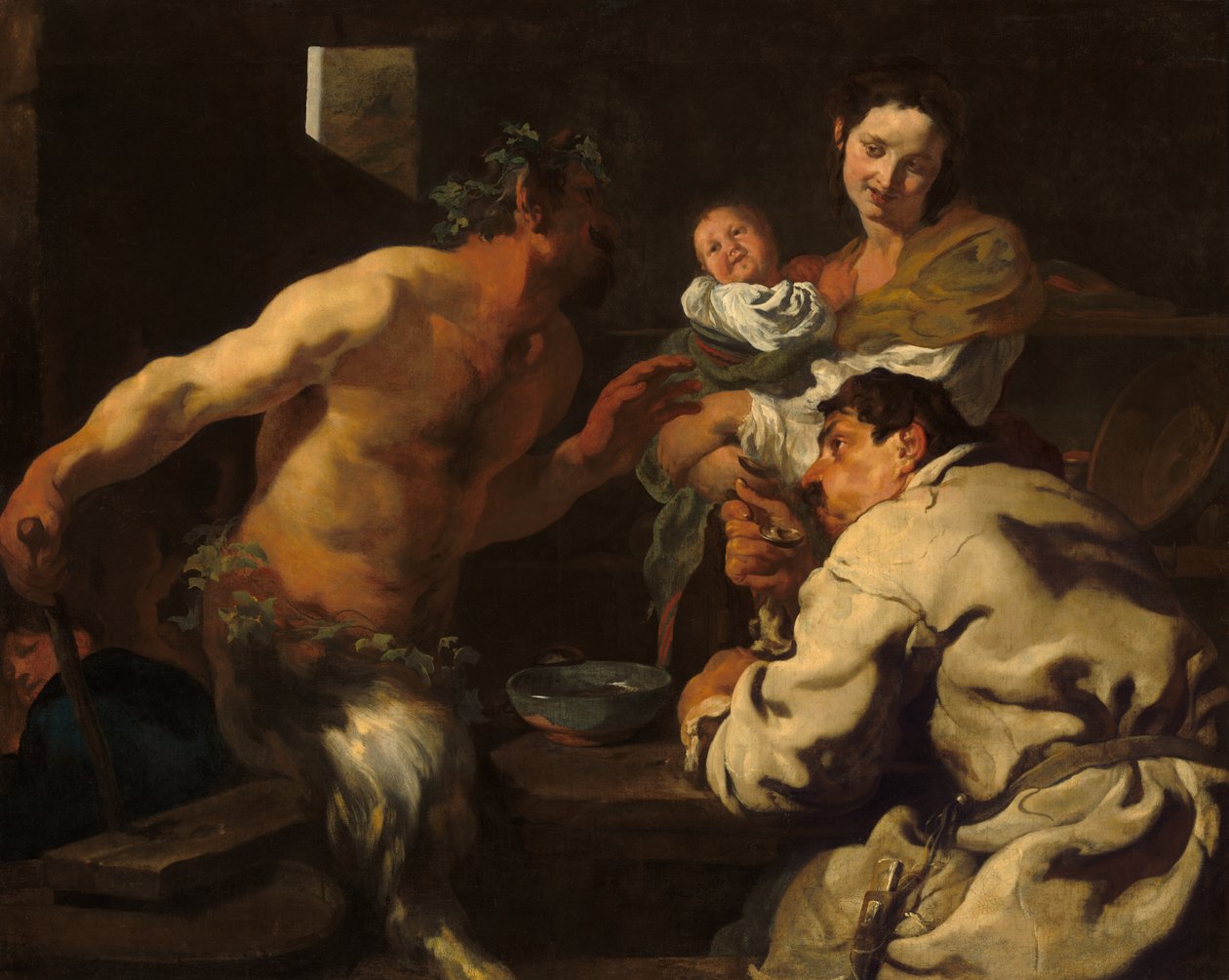 Satyr a rolník od Johann Liss