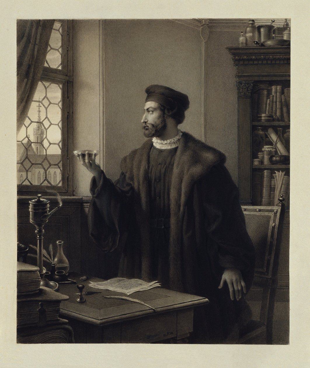 Faust ve studovně od Johann Peter Krafft