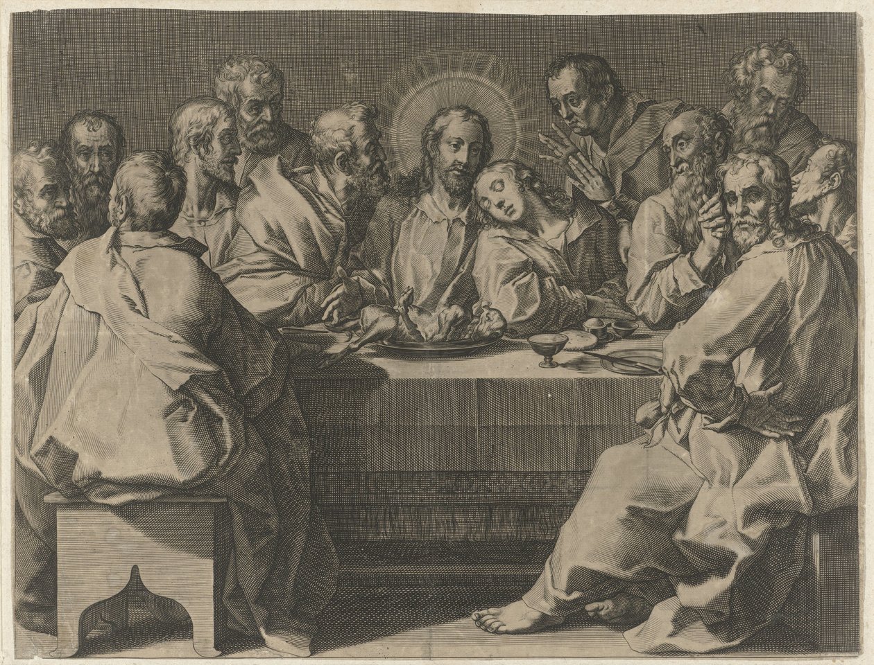 Poslední večeře Coeni domini (název na objektu) od Johann Sadeler (I)