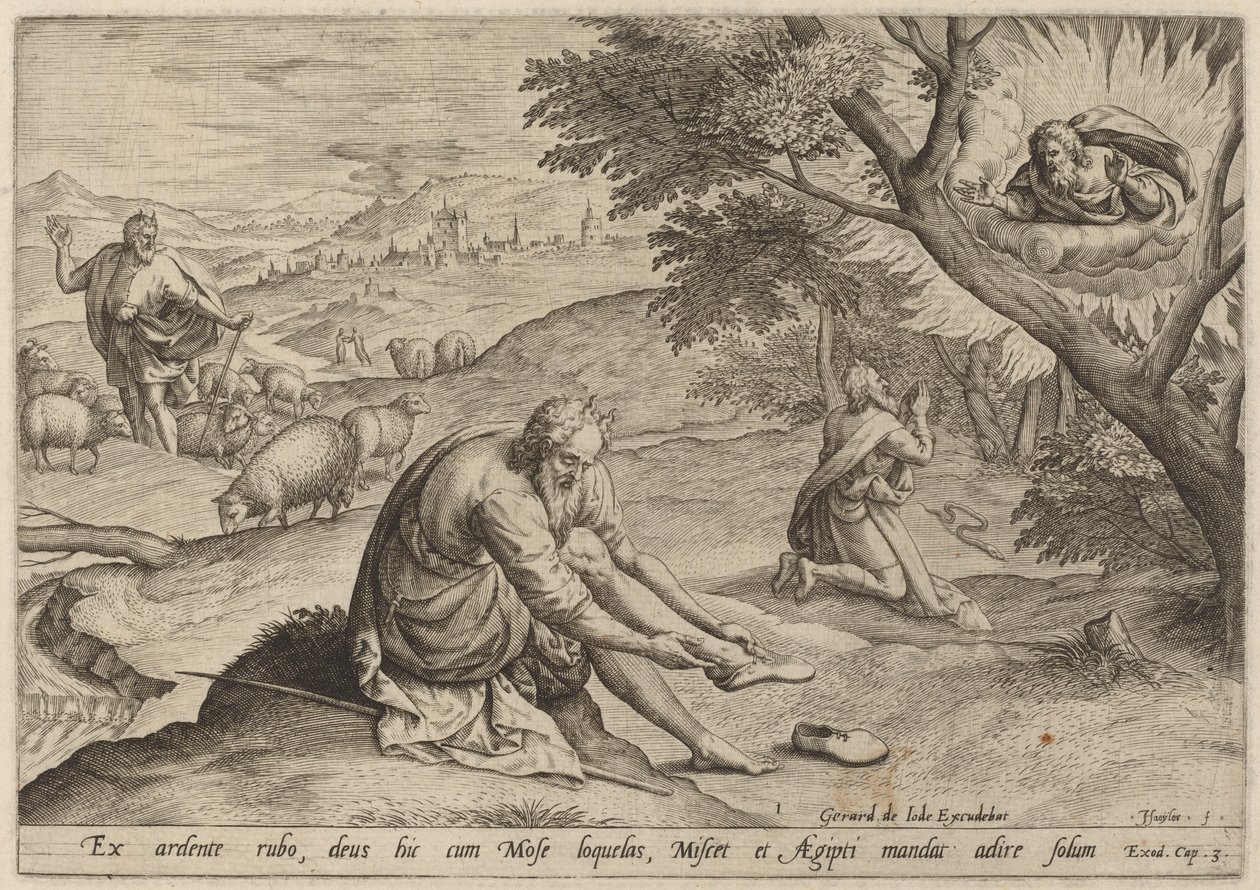 Bůh se zjevuje Mojžíšovi, 1585. od Johann Sadeler I