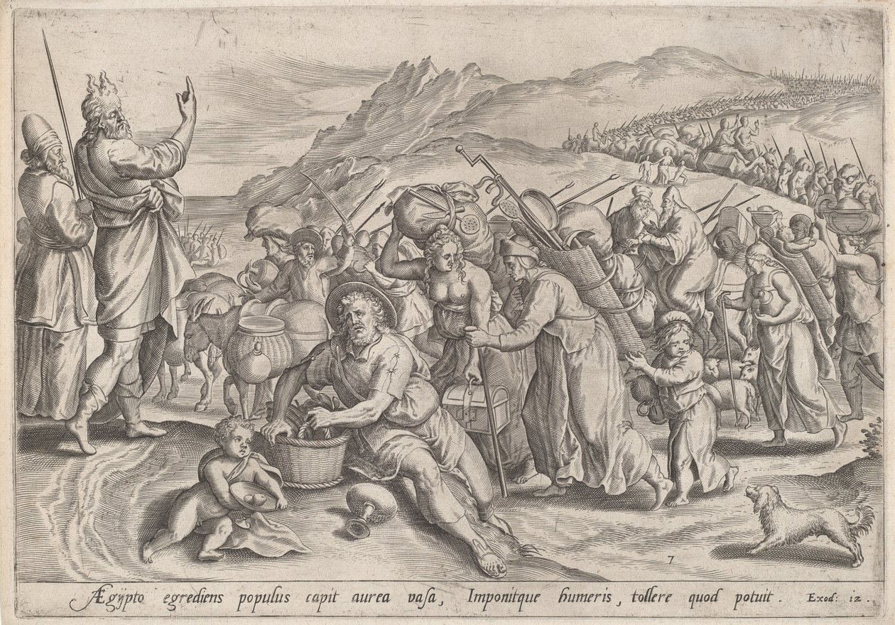 Exodus z Egypta, kolem roku 1585. od Johann Sadeler I
