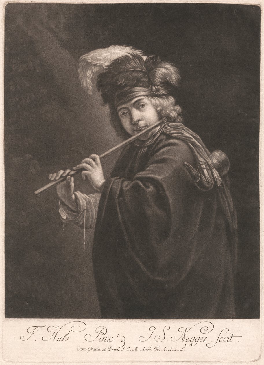 Chlapec hraje na flétnu od Johann Simon Negges