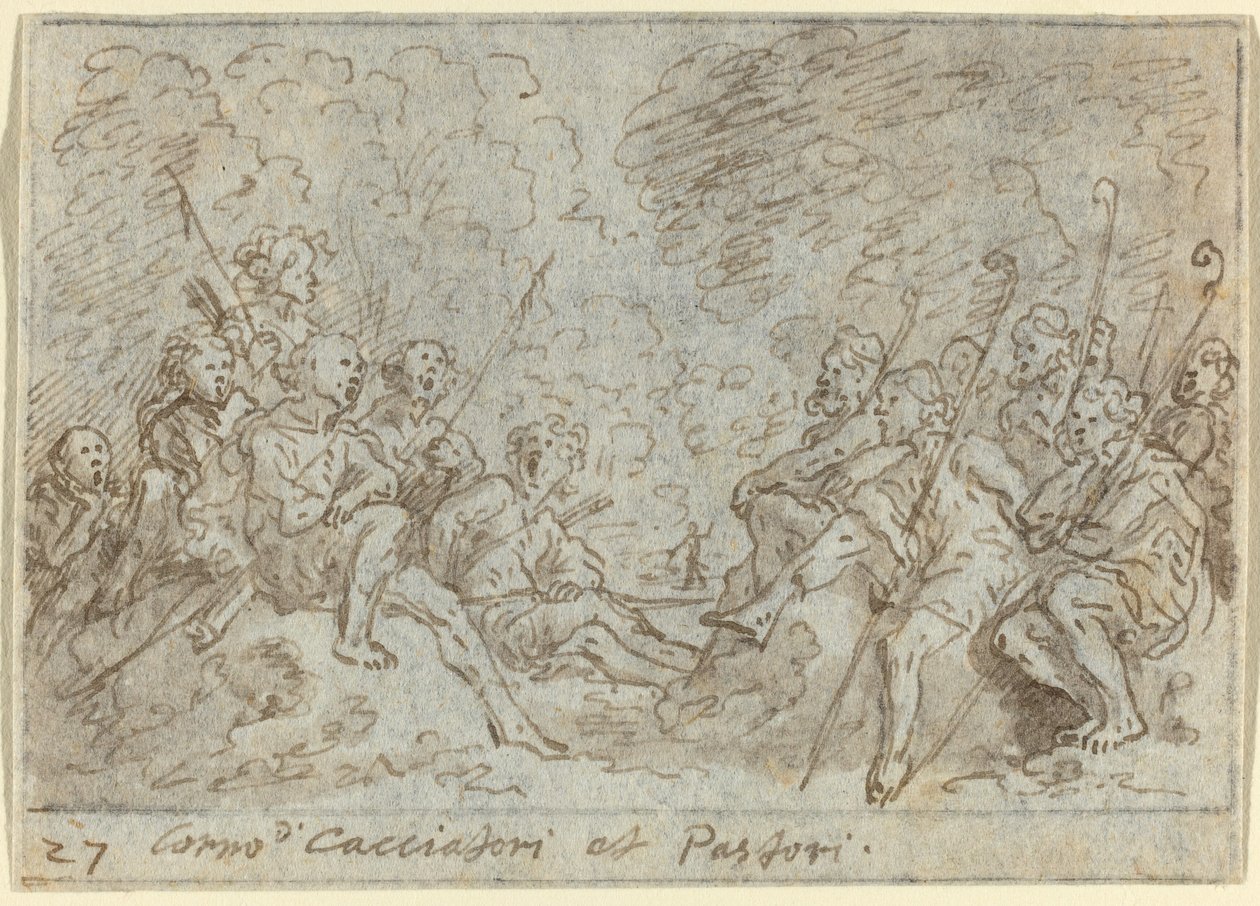 Sbor lovců a pastýřů od Johann Wilhelm Baur