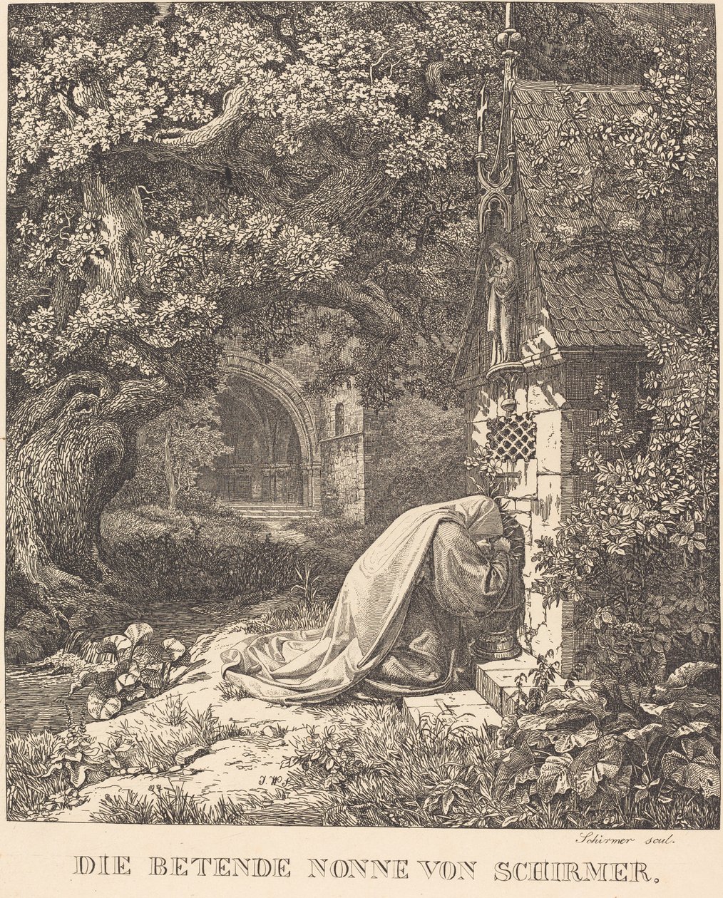 Modlící se jeptiška od Johann Wilhelm Schirmer