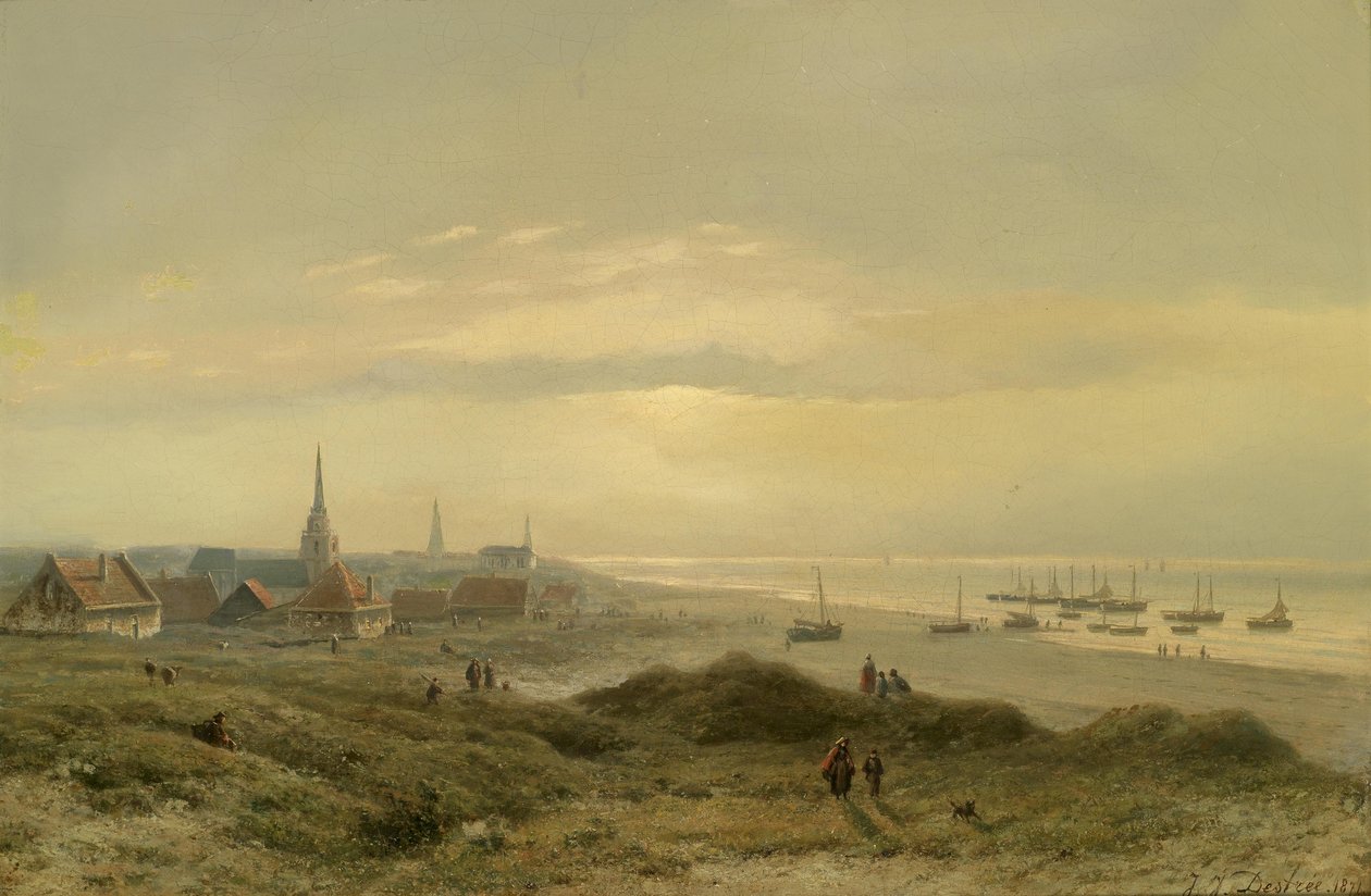Pláž v Scheveningenu od Johannes Joseph Destrée