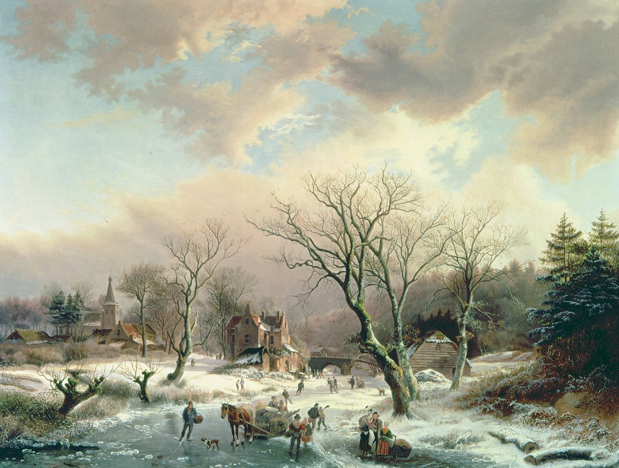 Zimní scéna od Johannes Petrus van Velzen