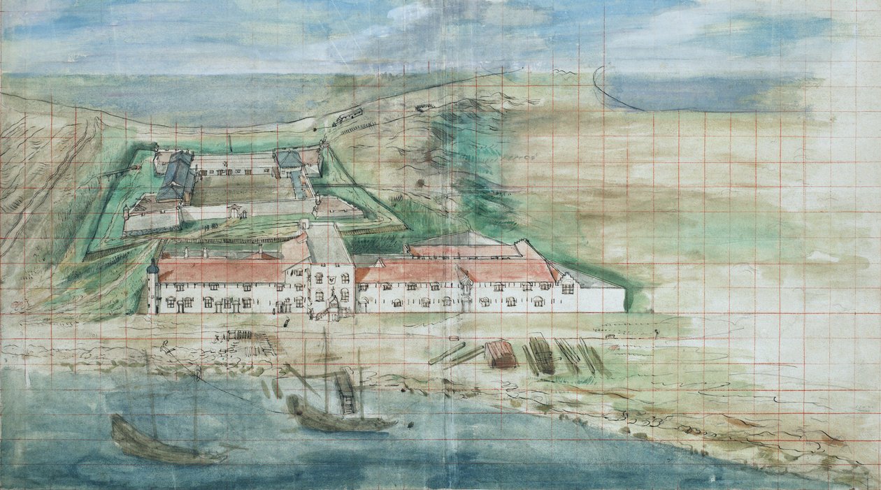 Přehled Fort Zeelandia v Tainan, Tchaj -wan od Johannes Vingboons