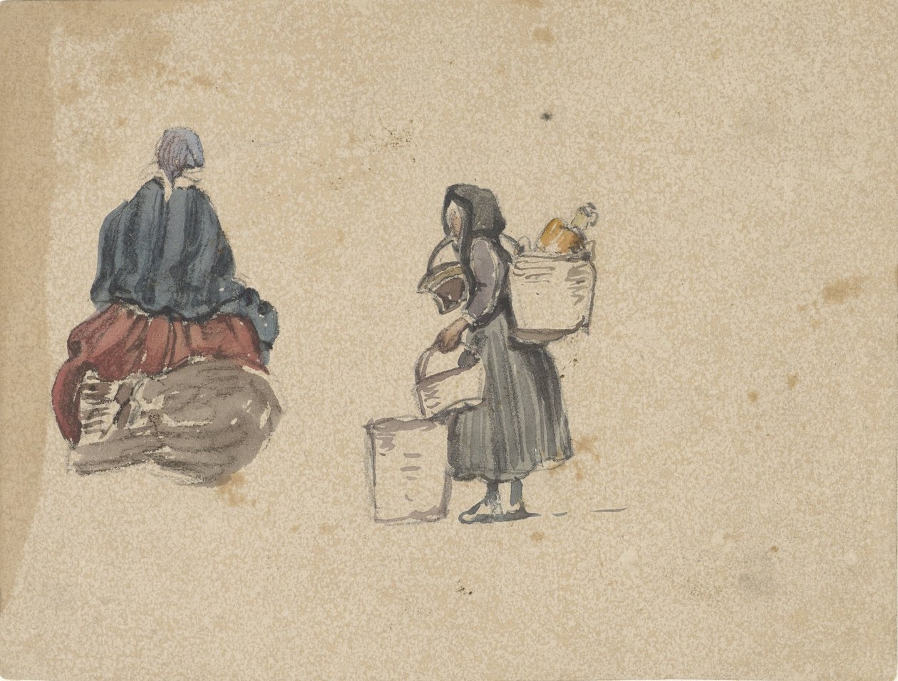 Dvě studie rybářek od Johannes Bosboom