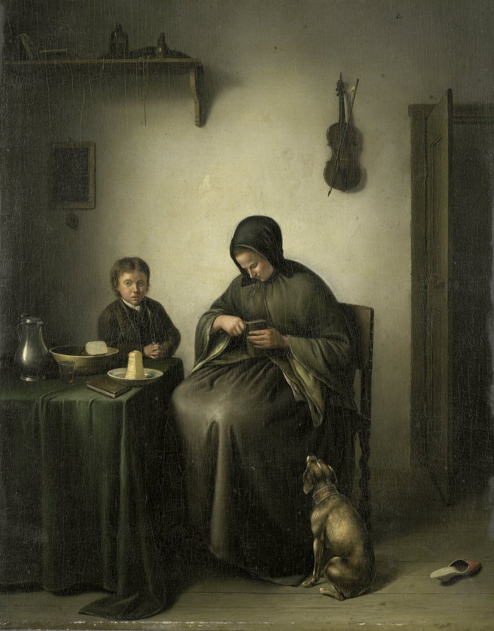Žena Krájení Chleba od Johannes Christiaan Janson