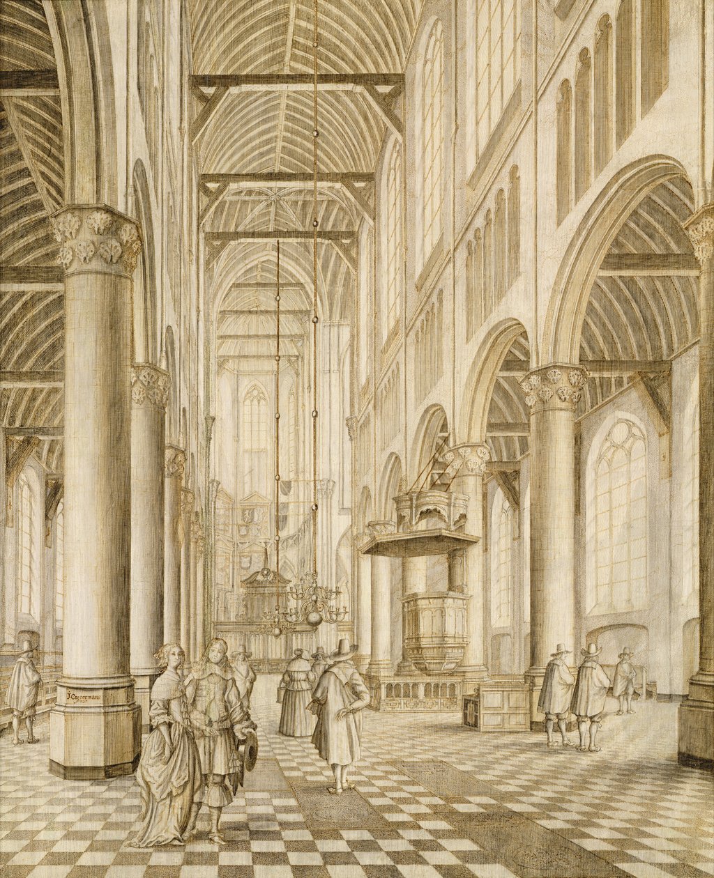 Interiér Nového kostela, Delft od Johannes Coebermans