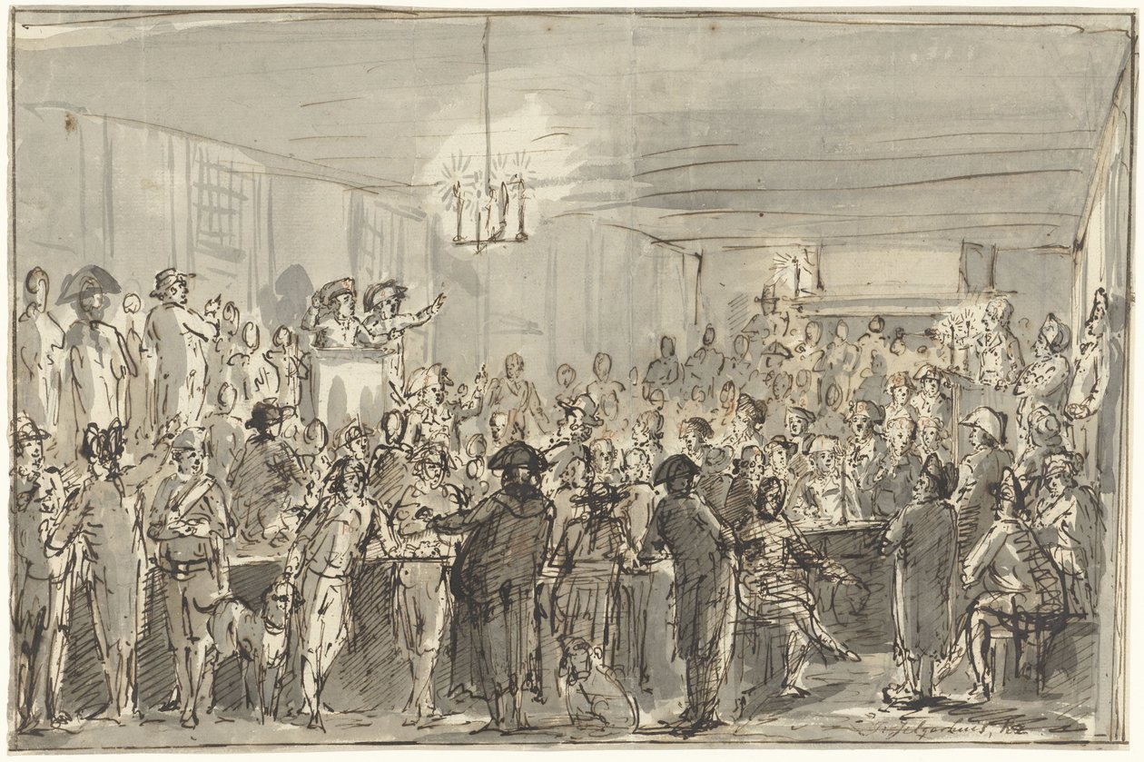 Revoluční setkání v Delftu v roce 1795 od Johannes Jelgerhuis