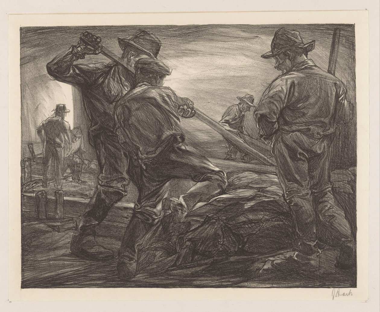 dělníci hráze od Johannes Josephus Aarts (signed by artist)