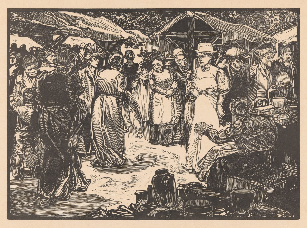 Tržní scéna s muži a ženami od Johannes Josephus Aarts