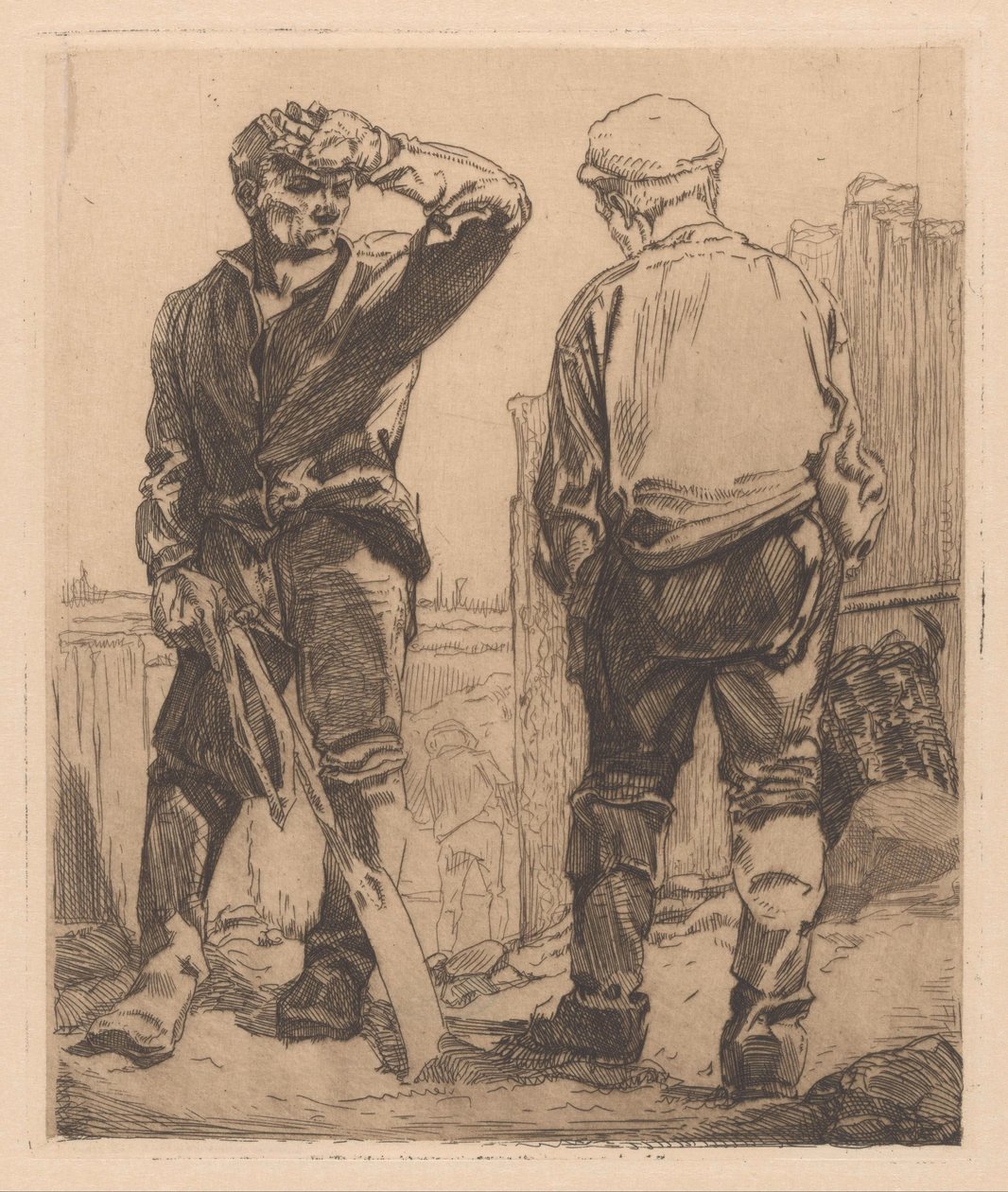 Dva dělníci od Johannes Josephus Aarts
