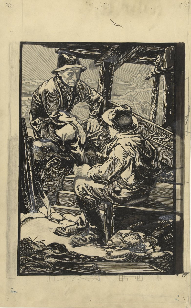 Dva dělníci hráze v prkenné chatě od Johannes Josephus Aarts
