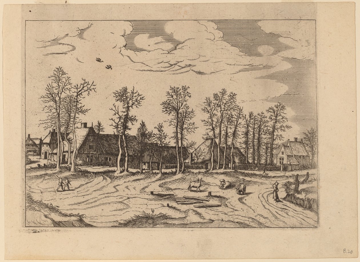 Farmy od Johannes and Lucas van Doetechum after Master of the Small Landscapes
