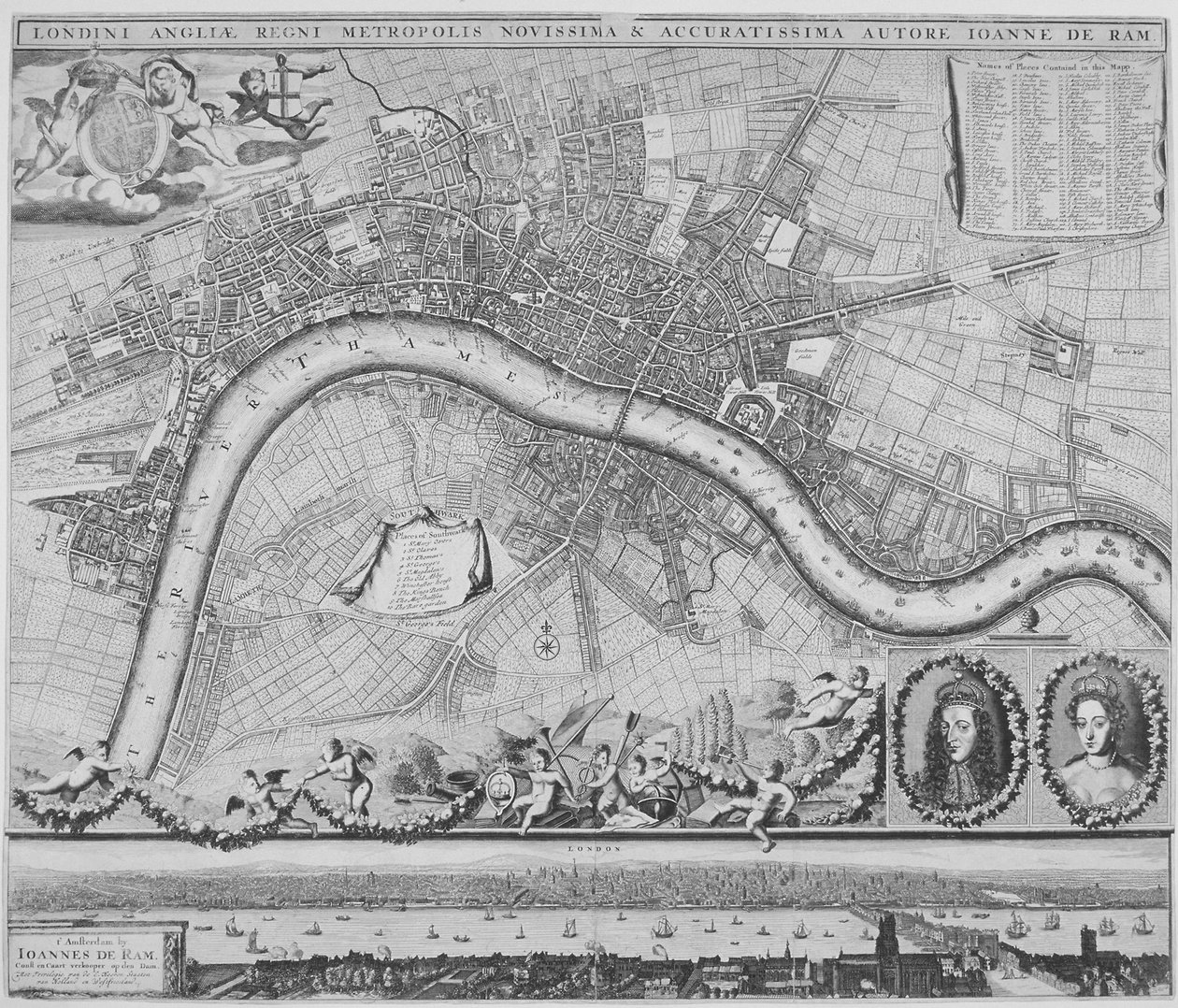 Mapa Londýna, 1690 od Johannes de Ram