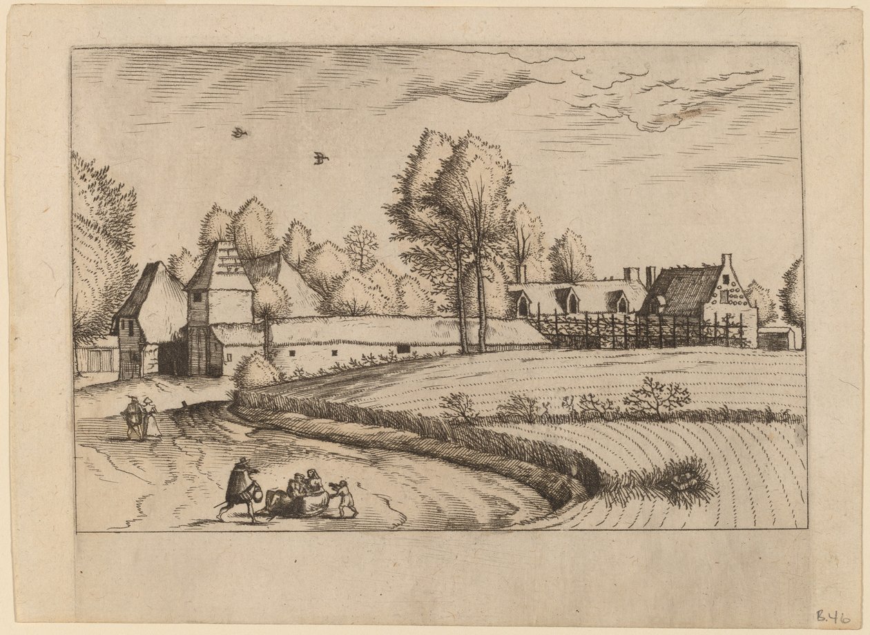 Venkovské domy od Johannes van Doetechum, the Elder and Lucas