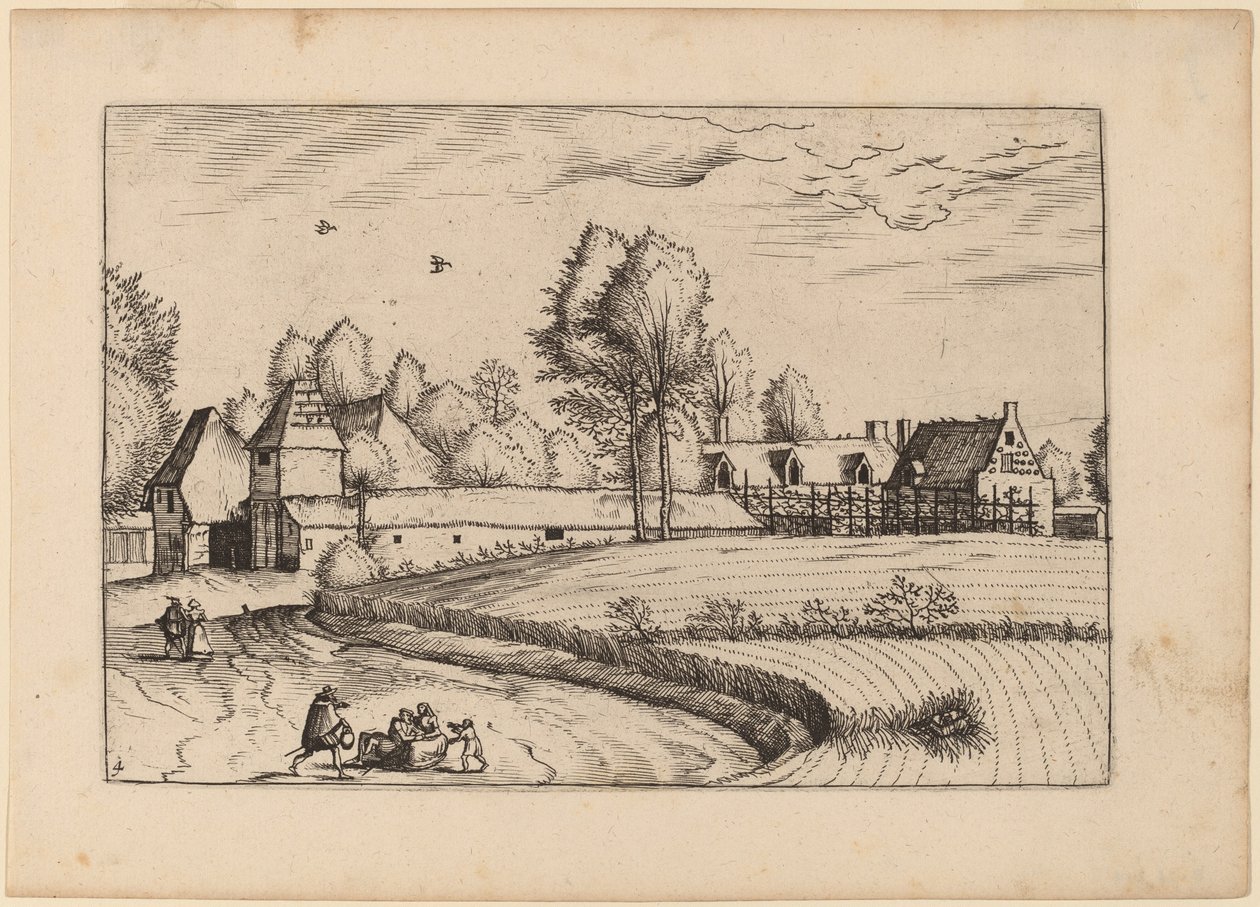 Venkovské domy od Johannes van Doetechum, the Elder and Lucas