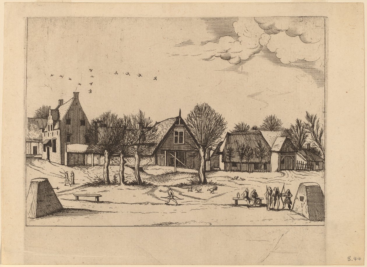 Venkovská vesnice od Johannes van Doetechum, the Elder and Lucas