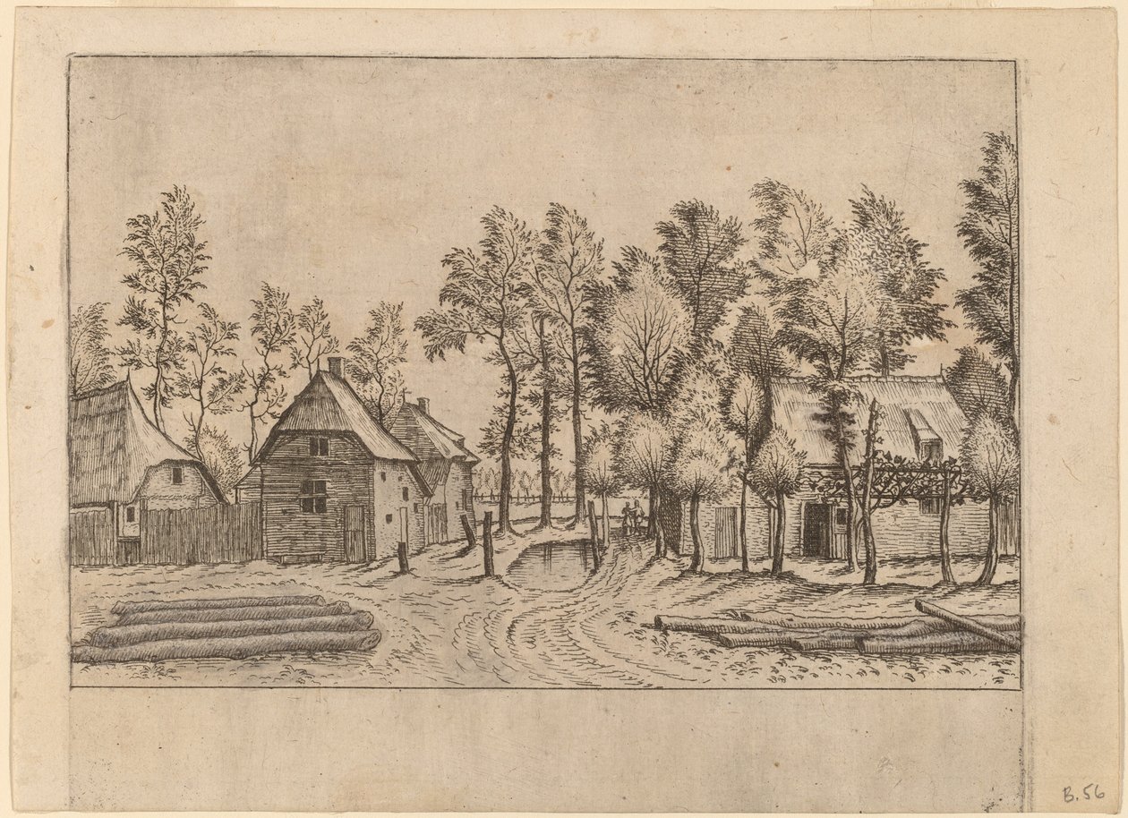 Vesnická ulice od Johannes van Doetechum, the Elder and Lucas