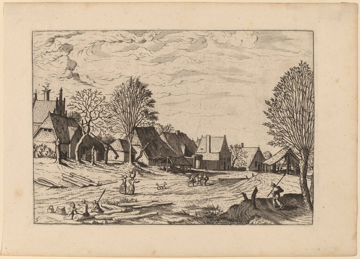 Vesnická ulice od Johannes van Doetechum, the Elder and Lucas