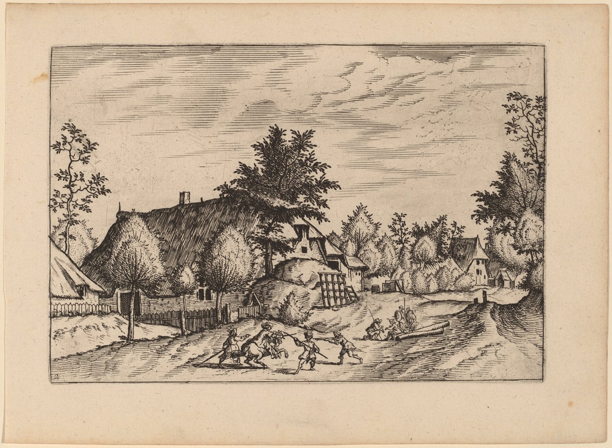 Vesnická ulice od Johannes van Doetechum, the Elder and Lucas