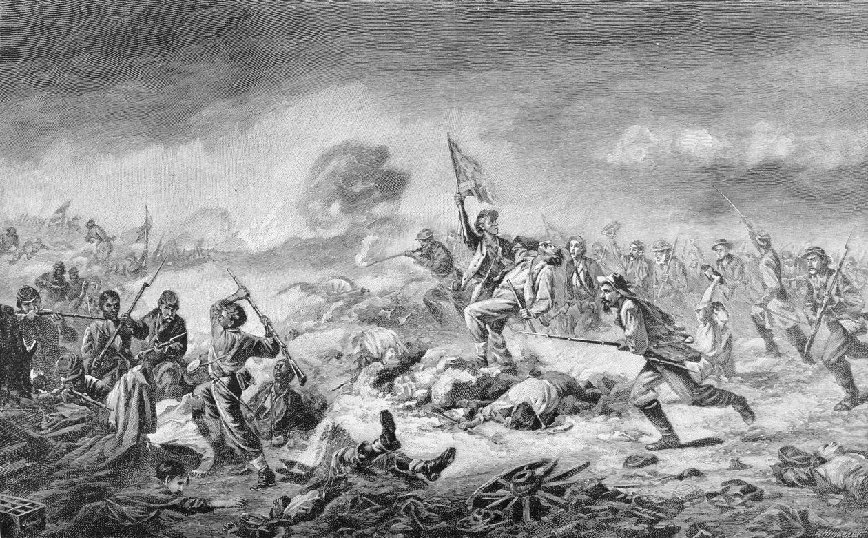 Bitva o kráter, vyryl Ernst Heinemann (1848-1912), ilustrace z 