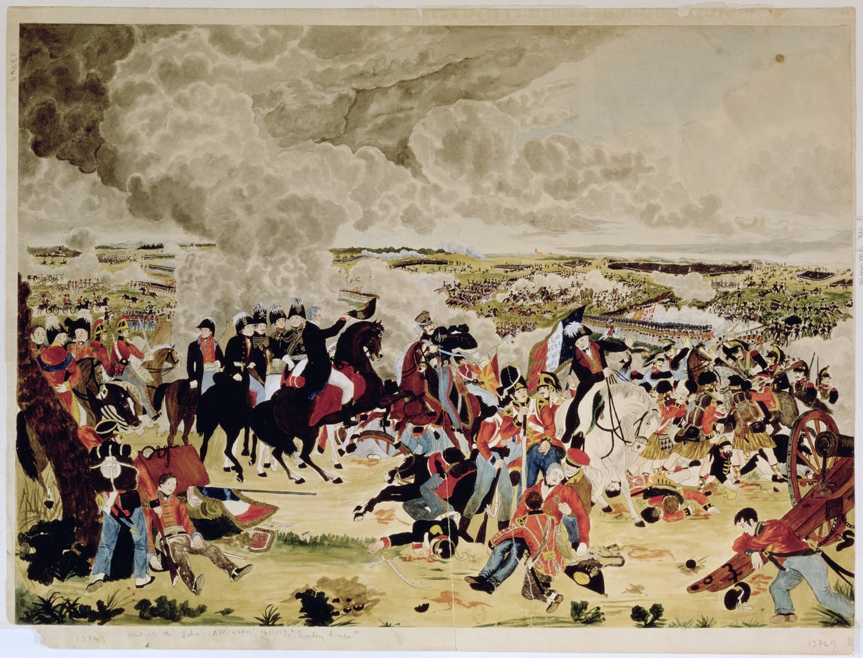 Bitva u Waterloo, 18. června 1815, z The Sunday Times, 21. července 1888 (wc na papíře) od John Alkinson