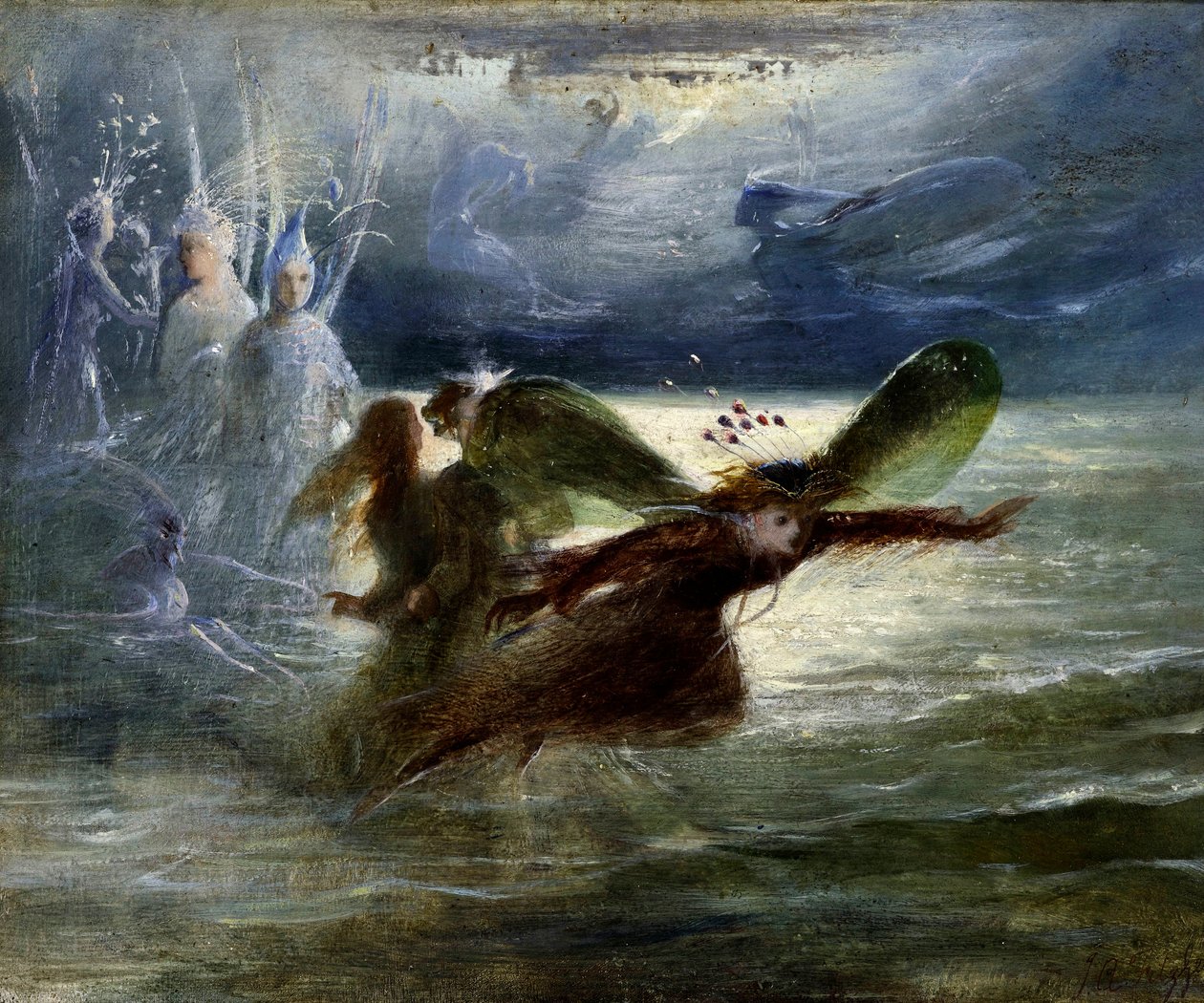 Mořští špriti, cca 1870 od John Anster Fitzgerald