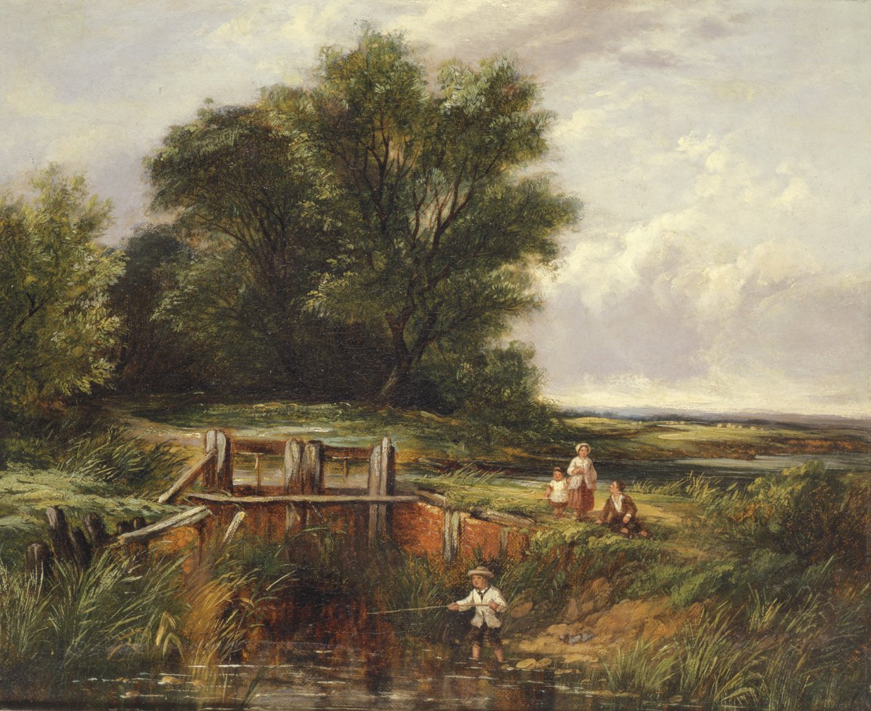 Děti u zámkové brány, 19. století od John Anthony Puller