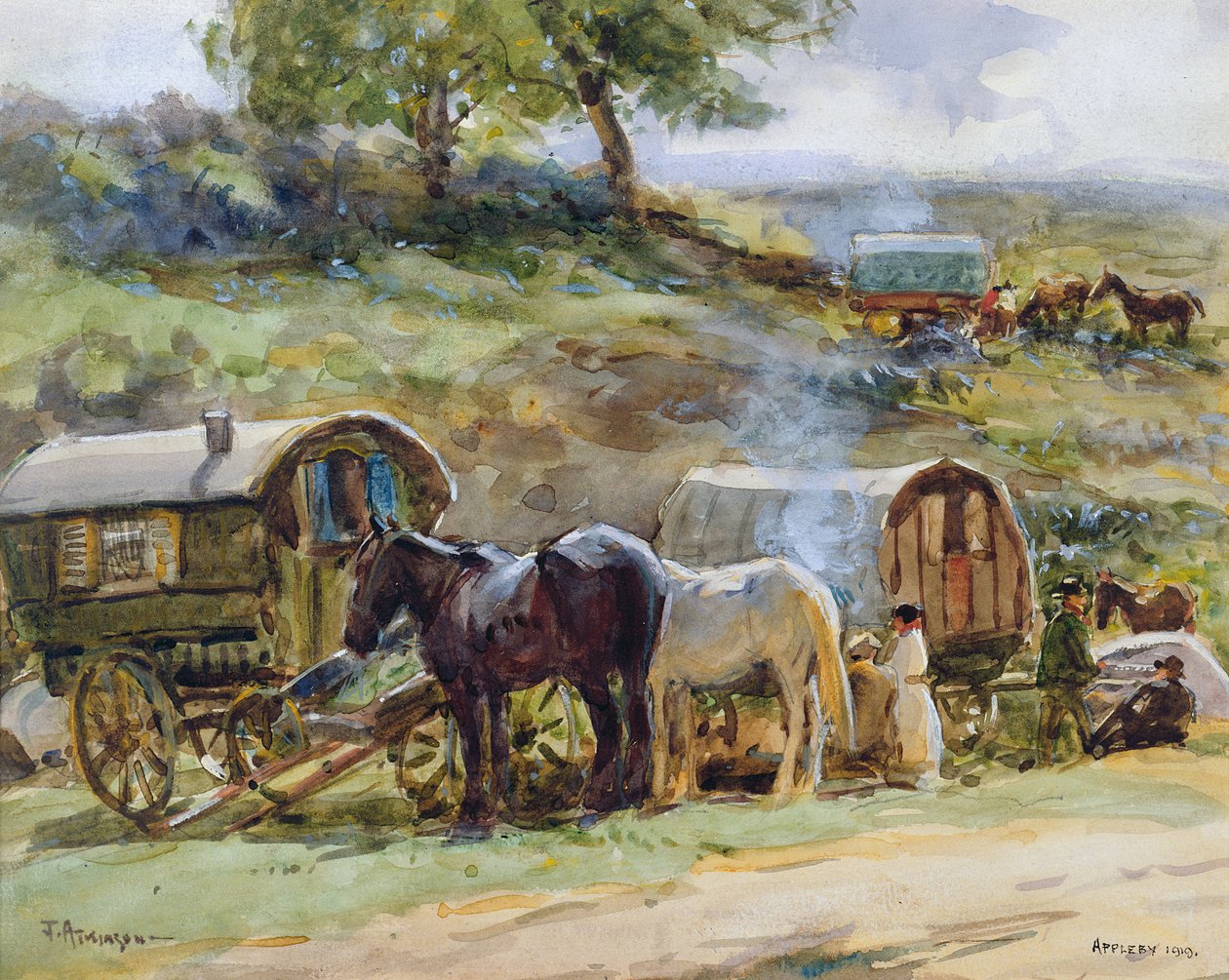 Gypsy Encampment, Appleby, 1919 (viz také 54655) od John Atkinson
