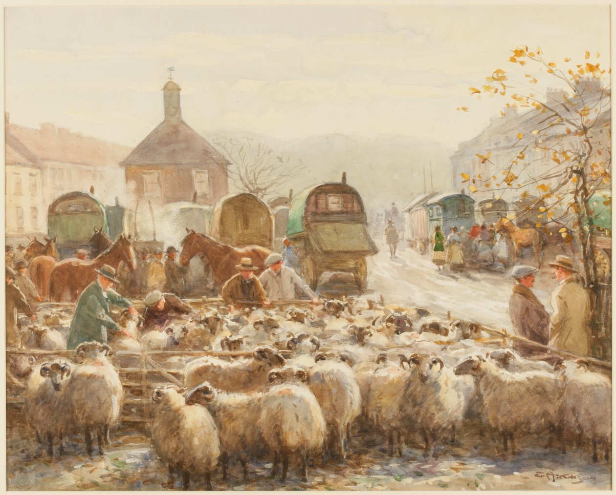 Yarm Fair (bodycolour) od John Atkinson