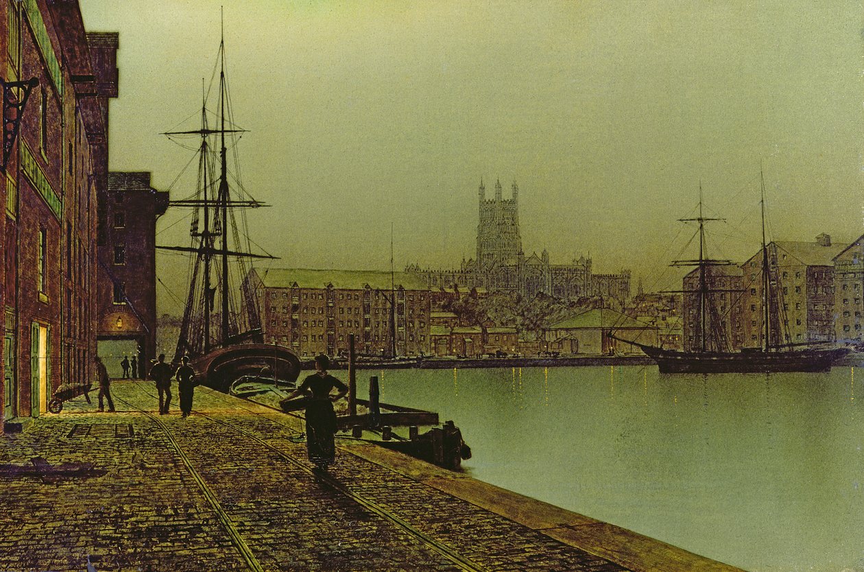 Gloucesterské doky, cca 1880 od John Atkinson Grimshaw