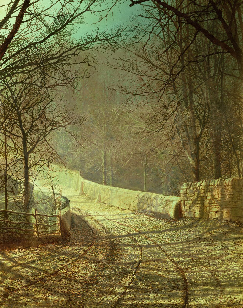 Slunce přes zimní stromy od John Atkinson Grimshaw
