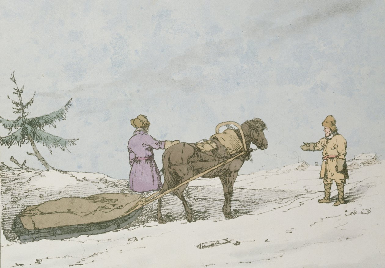 Finsko sáně, 1803 od John Augustus Atkinson