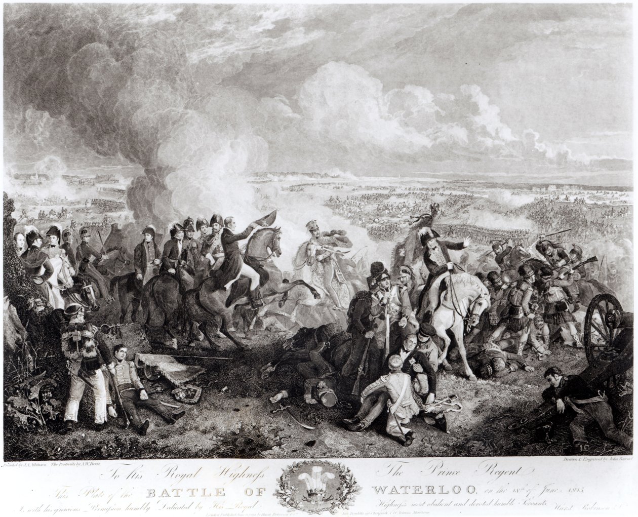 Bitva u Waterloo, 18. června 1815, vyryl John Burnet (1784-1868), 1819 od John Augustus Atkinson