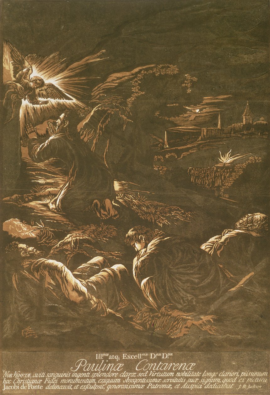 Modlitba za kalich, kolem 1743 (barevná dřevorytina) od John Baptist Jackson