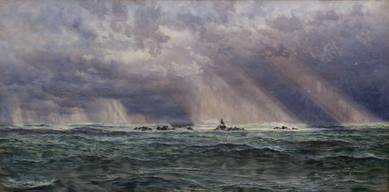 Severozápadní vichřice u majáku Longships od John Brett