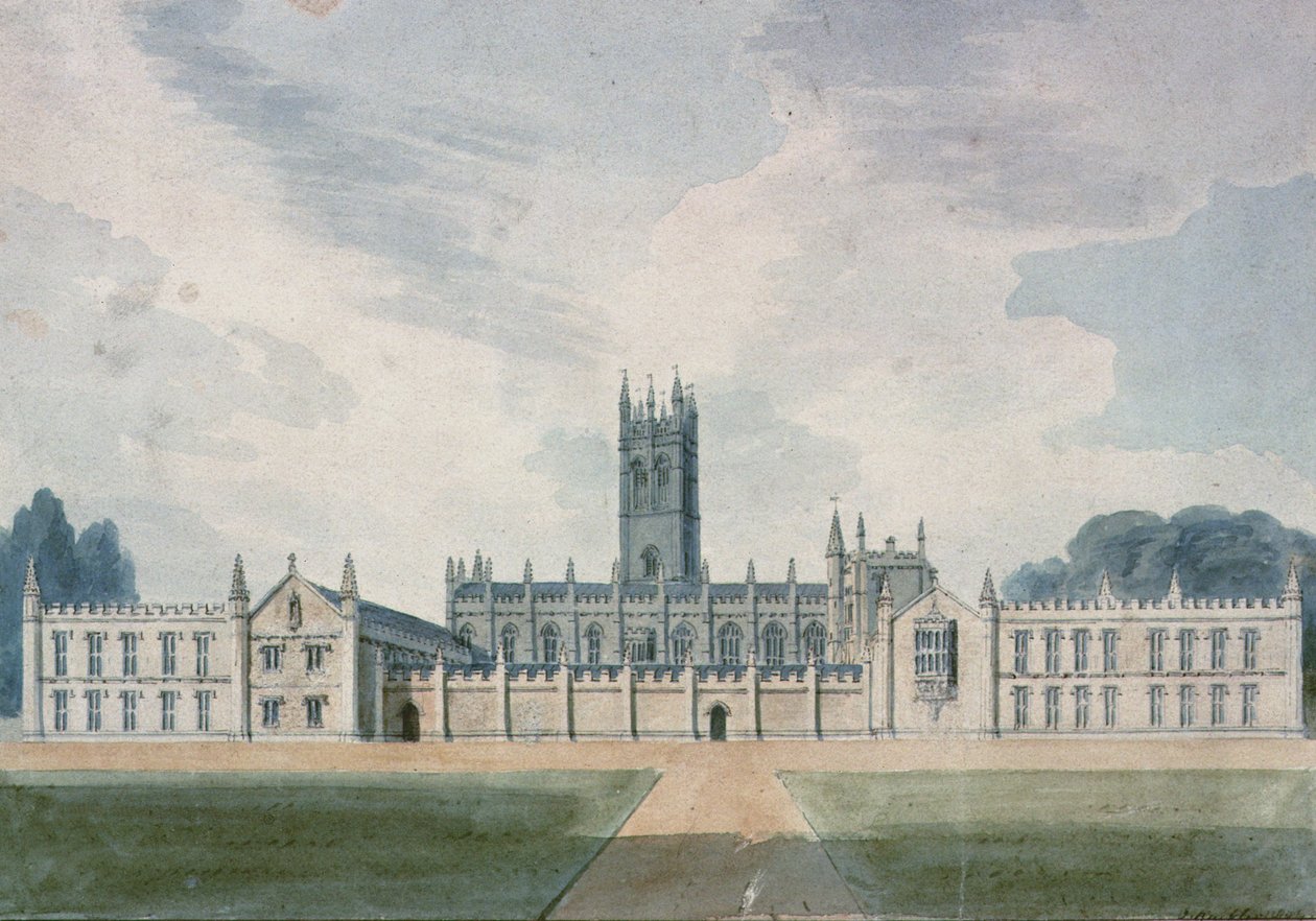 Magdalen College, Oxford, 1804 (akvarel) od John Chessell Buckler