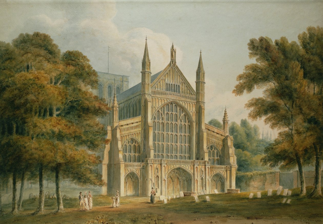 Winchester Cathedral: The Facade from the North-West, 1801 (watercolour) od John Chessell Buckler