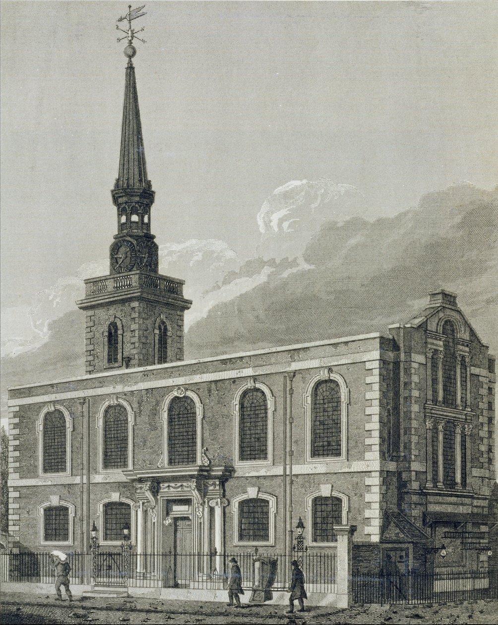Svatý Jakub, Westminster, lept J. Skelton pro "Ecclesiastical Architecture of London", 1814 od John Coney