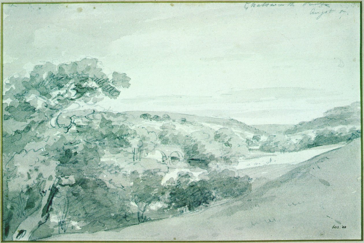 Chatsworth Park, 1801 (mytí tužkou a sépií) od John Constable