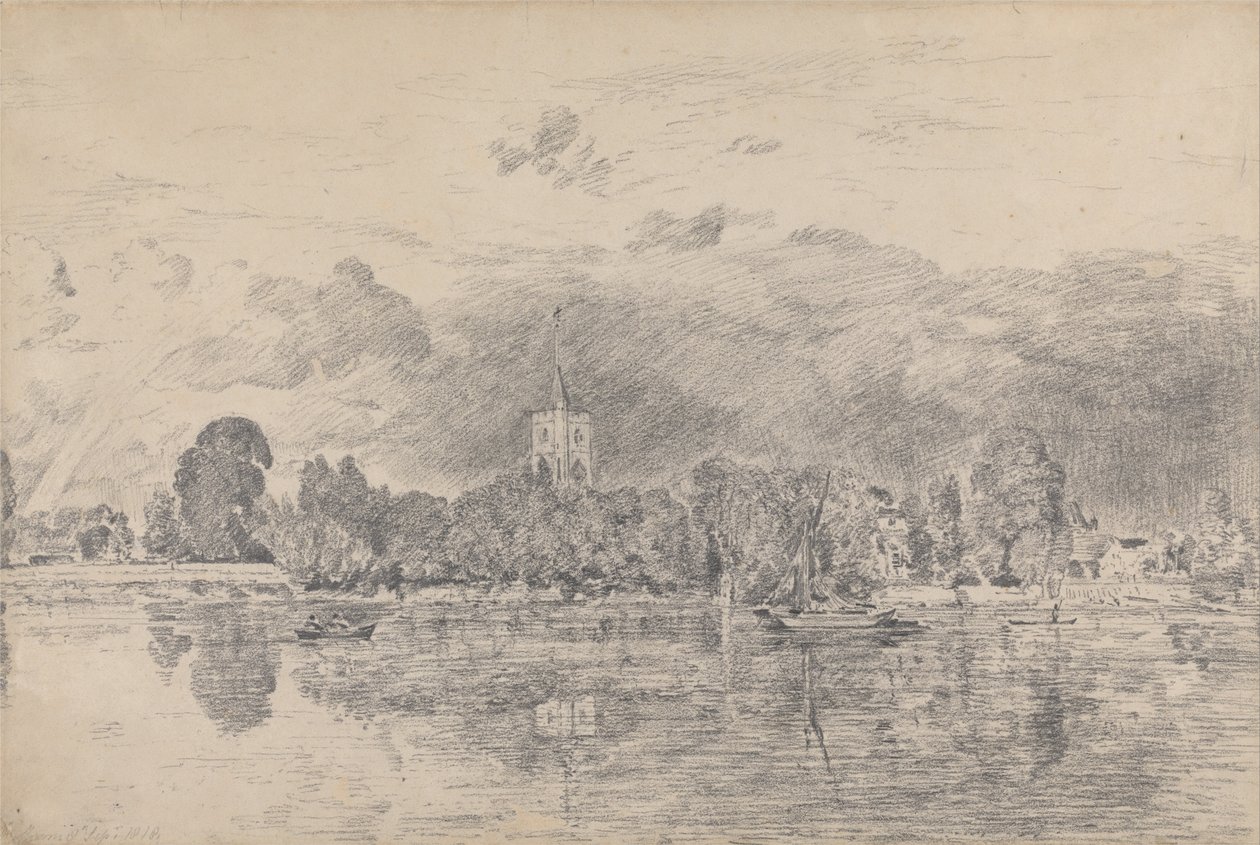 Kostel Fulham zpoza řeky od John Constable