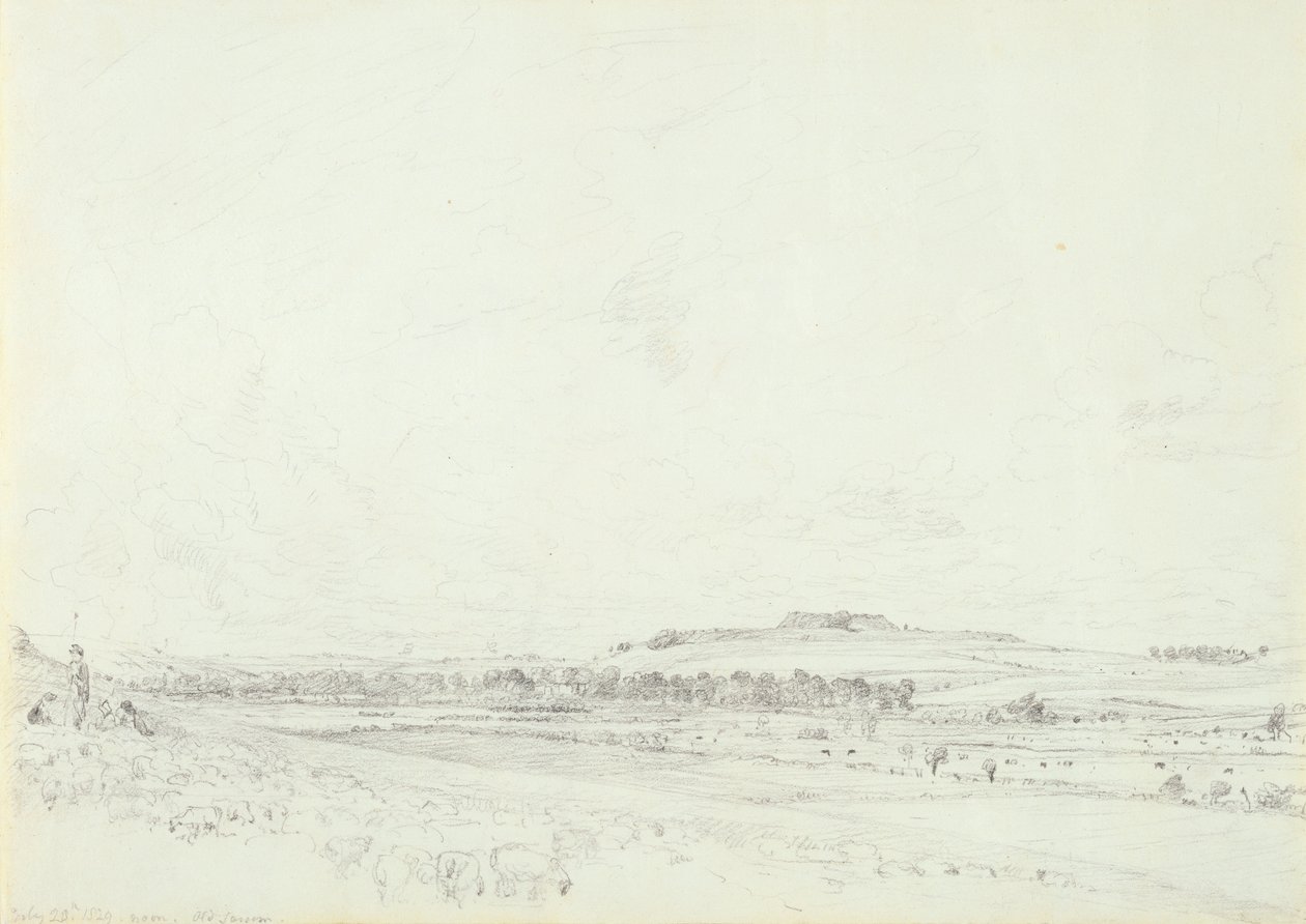 Old Sarum v poledne, 1829 (grafit na tkaném papíře) od John Constable