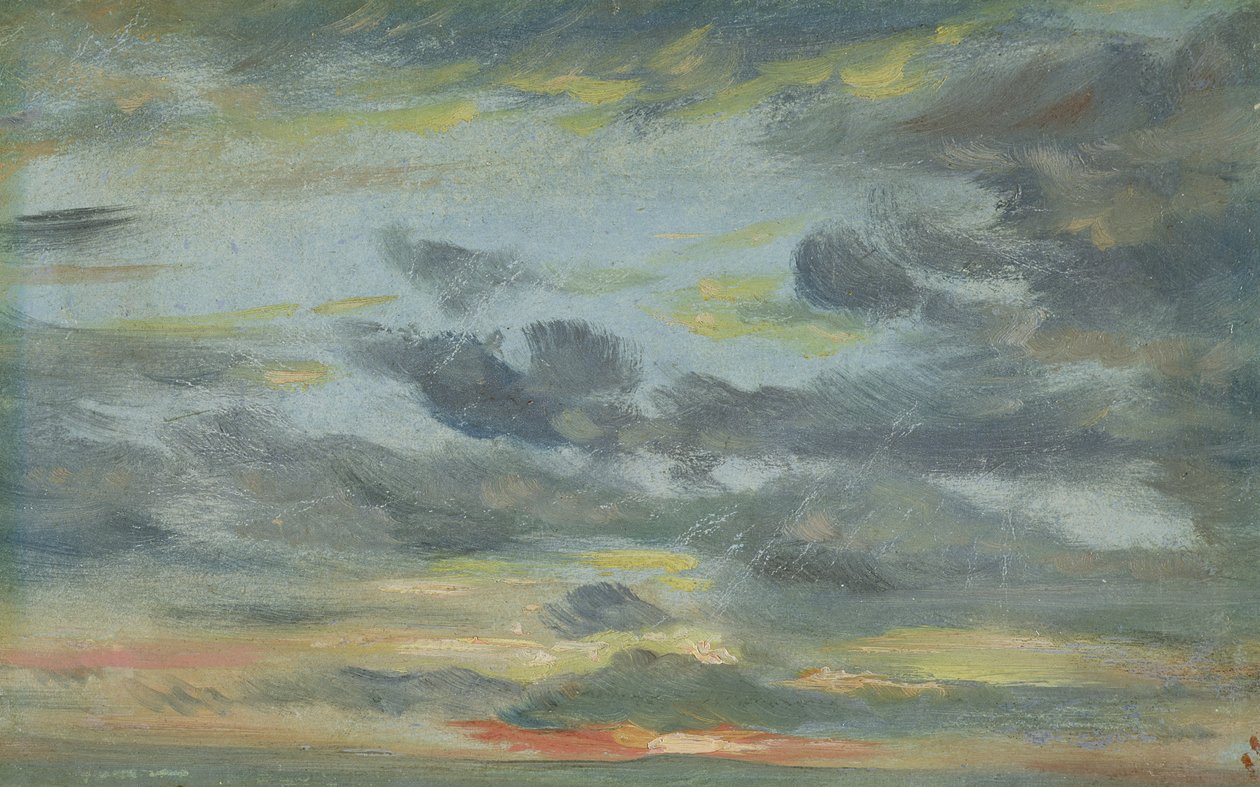 Studie oblohy, Západ slunce, 1821-22 (olej na papíře) od John Constable